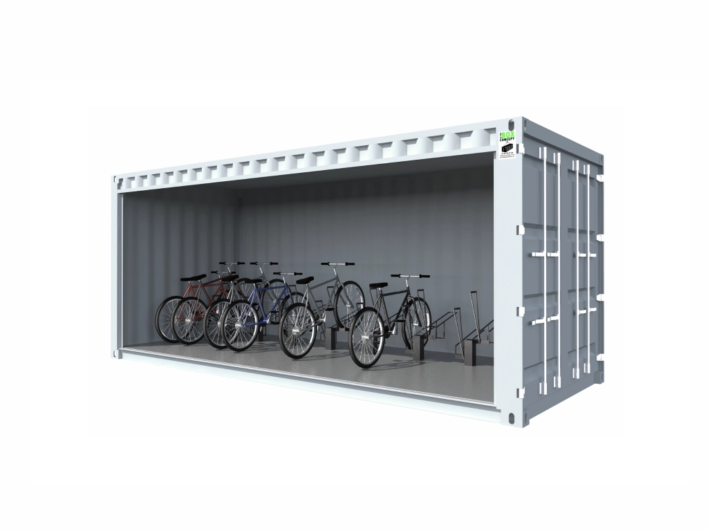 ABRI VÉLO EN CONTAINER 20 PIEDS SEMI-COUVERT 16 PLACES