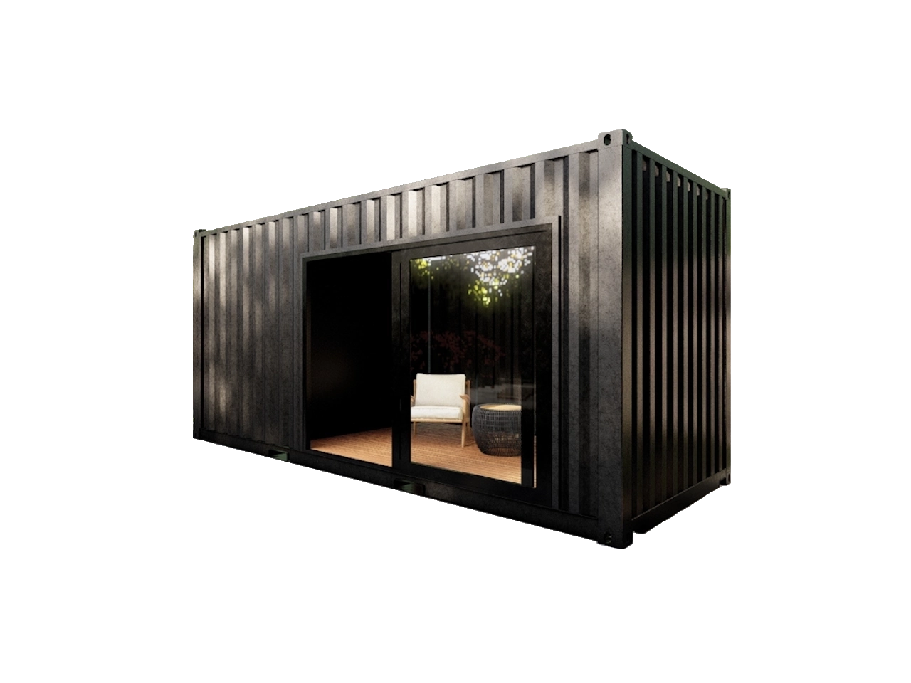 POOL HOUSE EN CONTAINER AVEC BAIE VITRÉE ET LOCAL FERMÉ