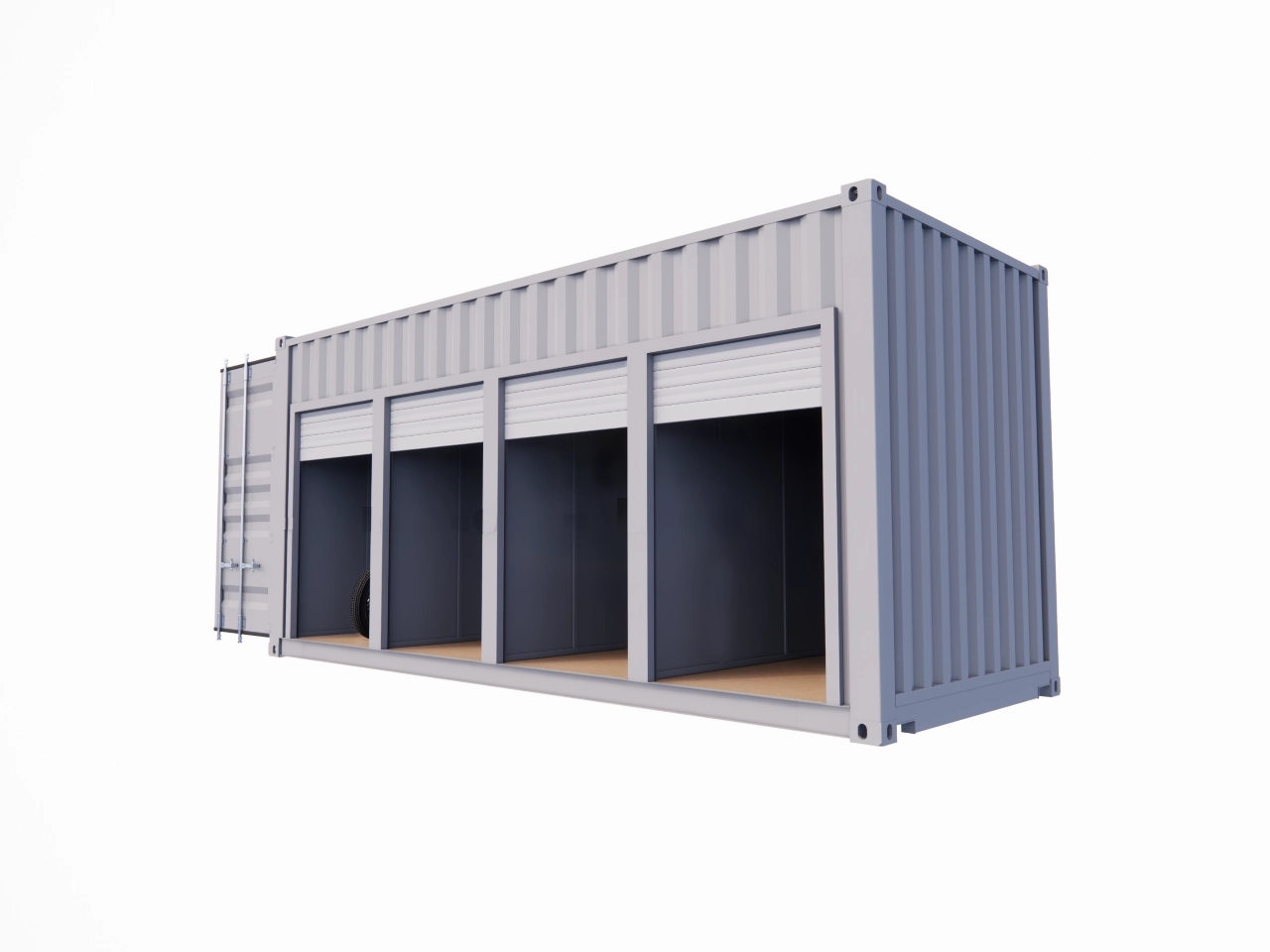 GARAGE 4 BOX 3,5 M² EN CONTAINER MARITIME – PORTES RIDEAUX ENROULABLES OUVERTURE MANUELLE