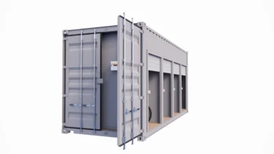 GARAGE MOTOS 4 PLACES ET 4 PORTES EN CONTAINER DE 20 PIEDS