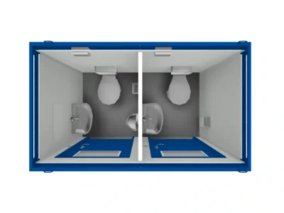 BUNGALOW BOX 3,3 M² : DUO CABINES WC  8 PIEDS