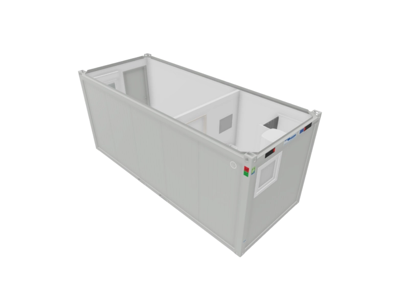 BUNGALOW VESTIAIRE ET SANITAIRE 14,7 M² : 1 DOUCHE ET 1 WC  20 PIEDS