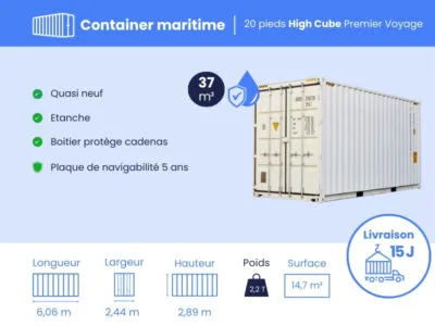 Container maritime 20 Pieds HIGH CUBE PREMIER VOYAGE